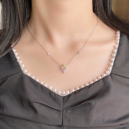 14K Yellow Diamond Iris Pendant