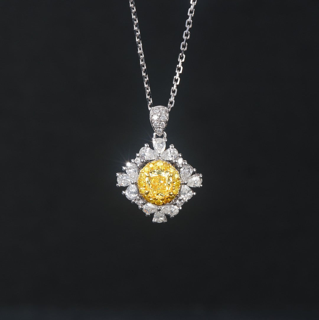 Yellow Diamond Elliptical Water Drop Pendant