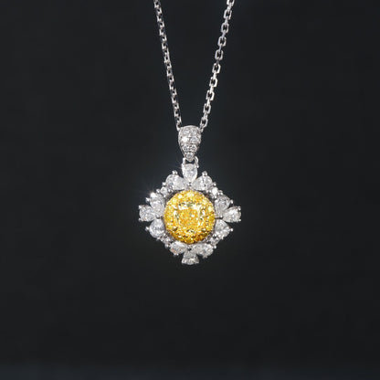 Yellow Diamond Elliptical Water Drop Pendant