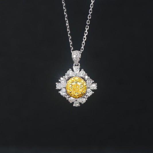 Yellow Diamond Elliptical Water Drop Pendant
