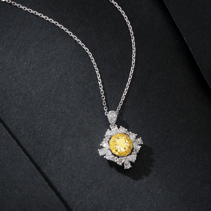 Yellow Diamond Elliptical Water Drop Pendant