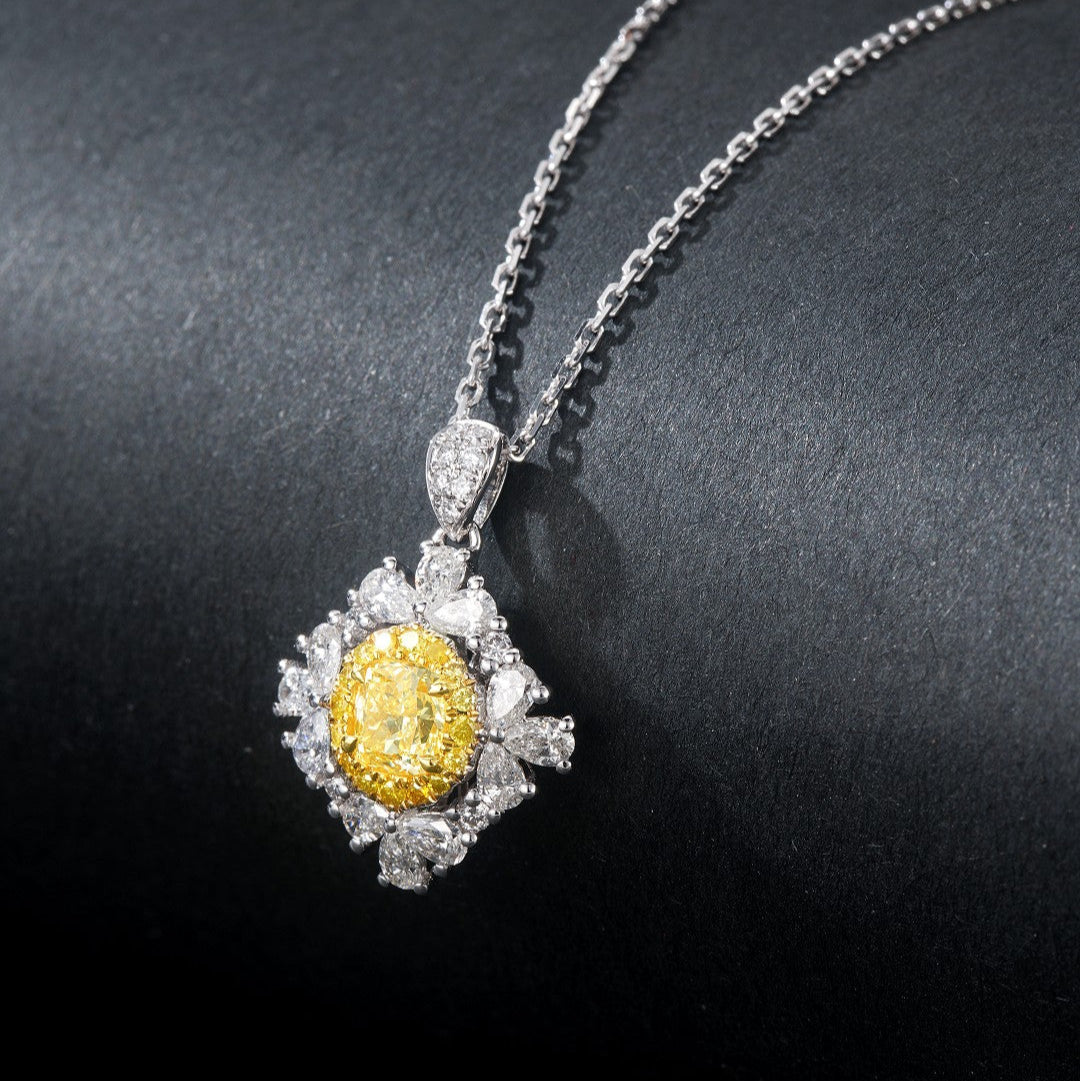 Yellow Diamond Elliptical Water Drop Pendant