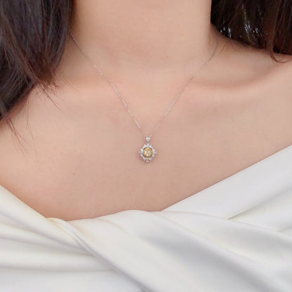 Yellow Diamond Elliptical Water Drop Pendant