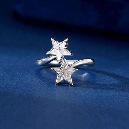 14K Lab Grown Diamond Double Pentagram Ring