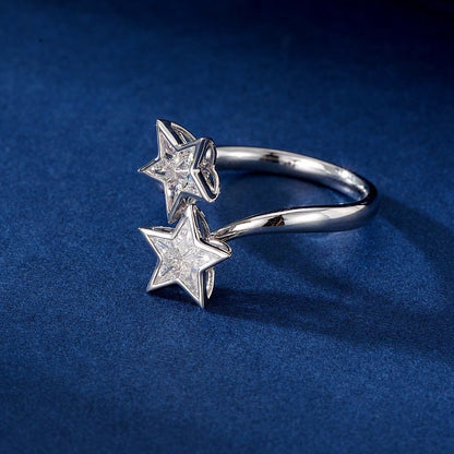 14K Lab Grown Diamond Double Pentagram Ring