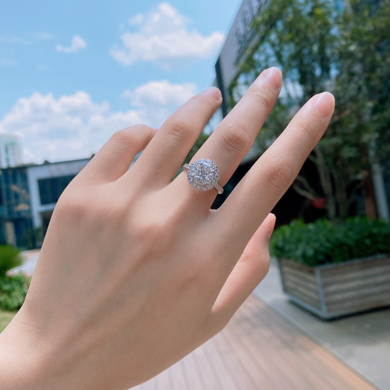 14K Lab Grown Diamond Copper Coin Ring