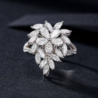 Water Droplet Shaped Five Flower Ring