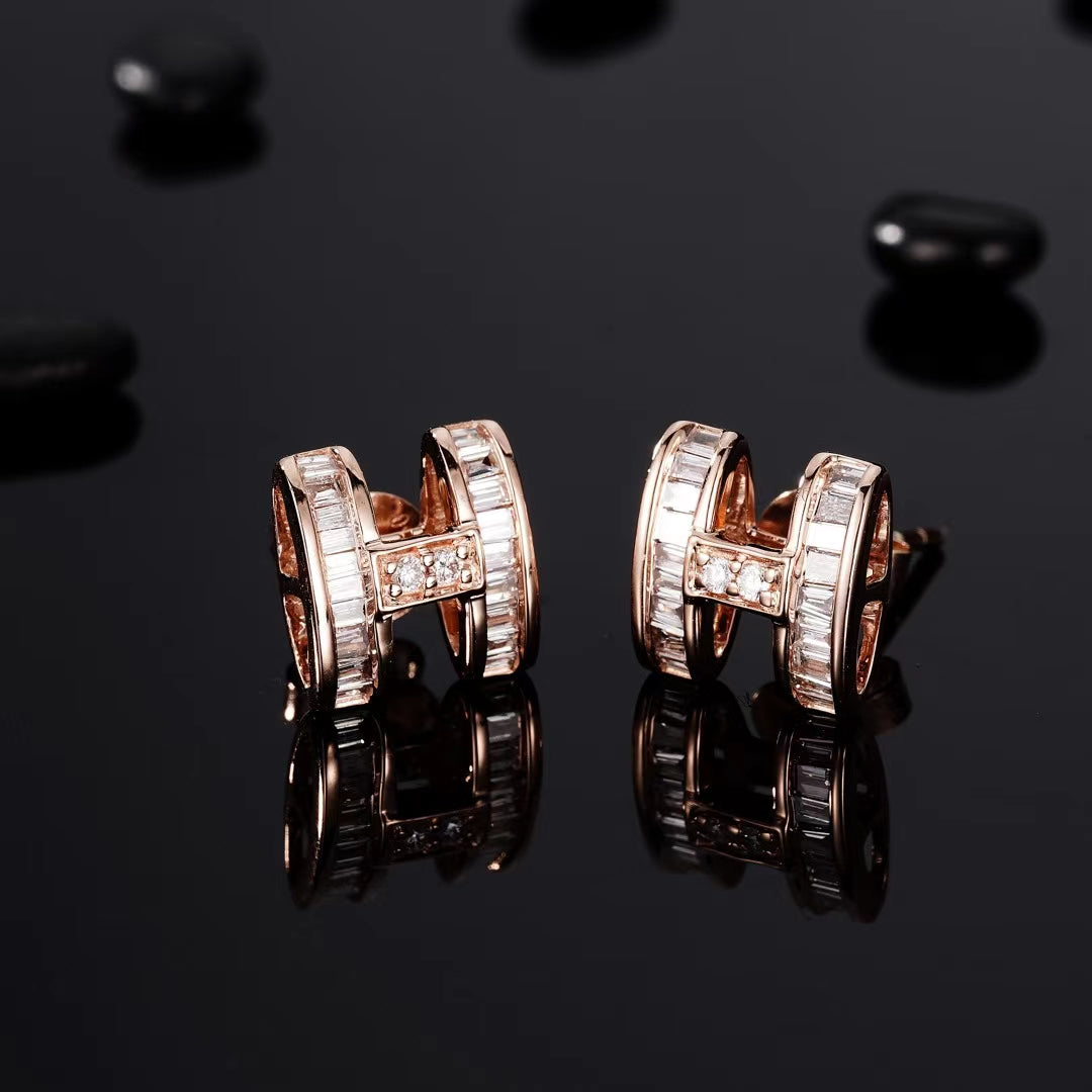 14K Small H Earrings