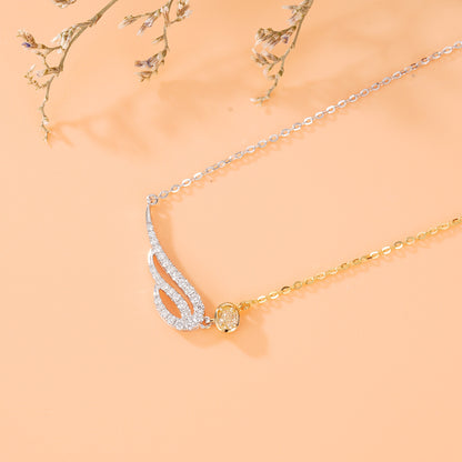 14K Yellow Diamond Elliptical Wing Pendant