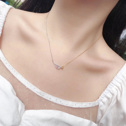 14K Yellow Diamond Elliptical Wing Pendant