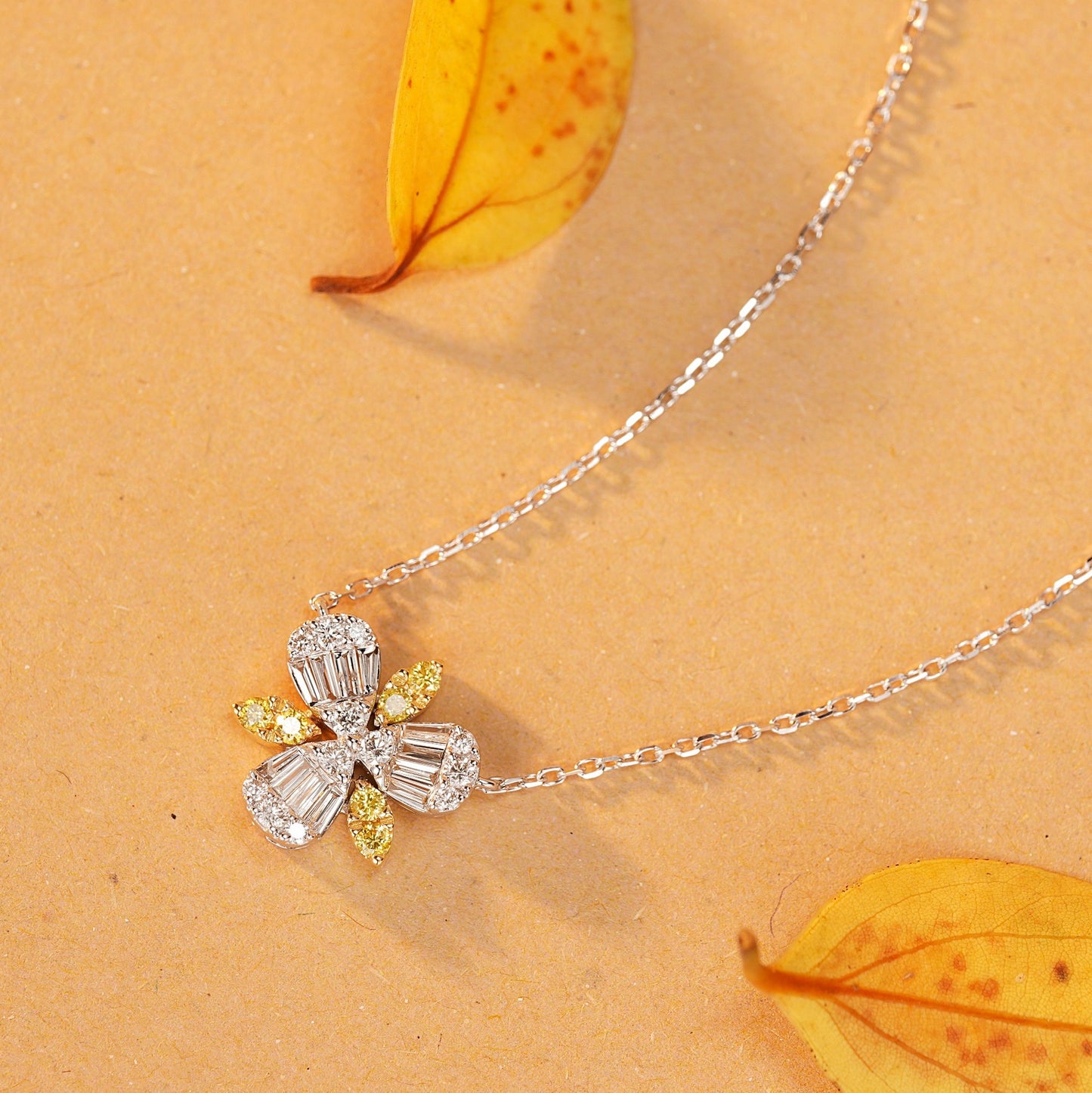 14K Yellow Diamond Marquise Water Drop Pendant