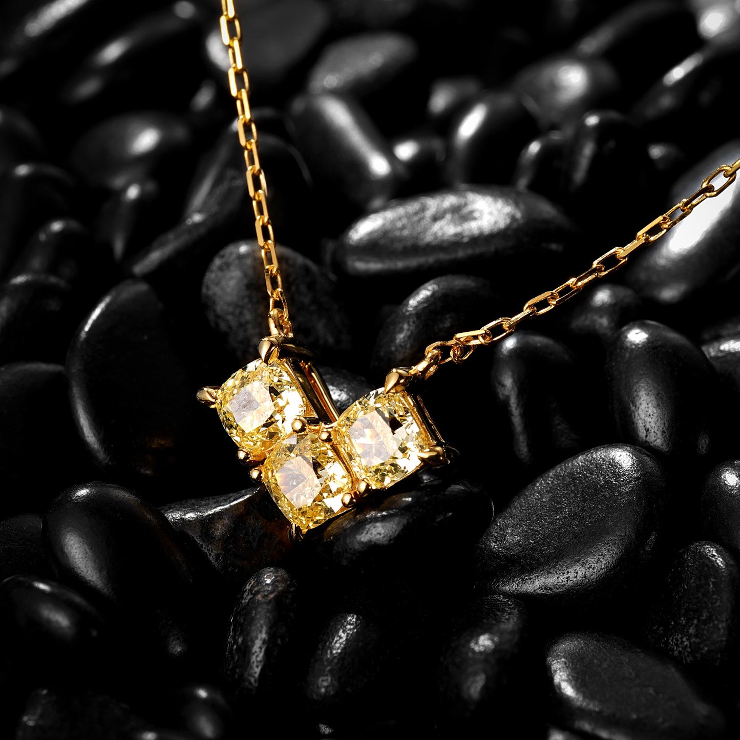 14K Yellow Diamond Pillow Shaped Heart-shaped Pendant