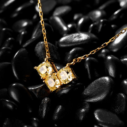 14K Yellow Diamond Pillow Shaped Heart-shaped Pendant