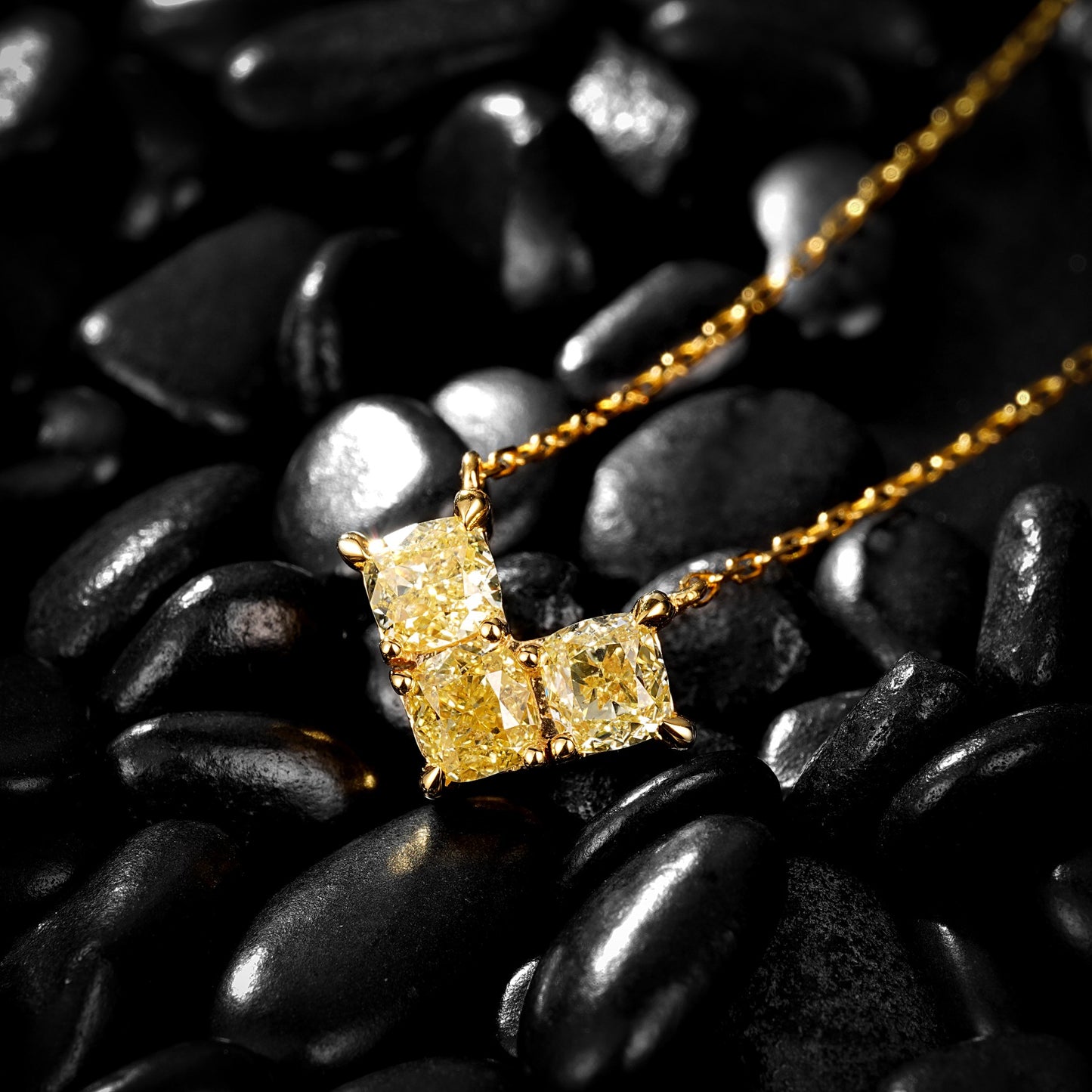 14K Yellow Diamond Pillow Shaped Heart-shaped Pendant