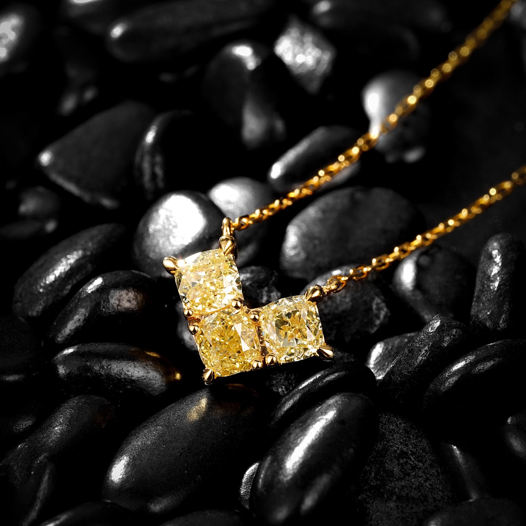 14K Yellow Diamond Pillow Shaped Heart-shaped Pendant