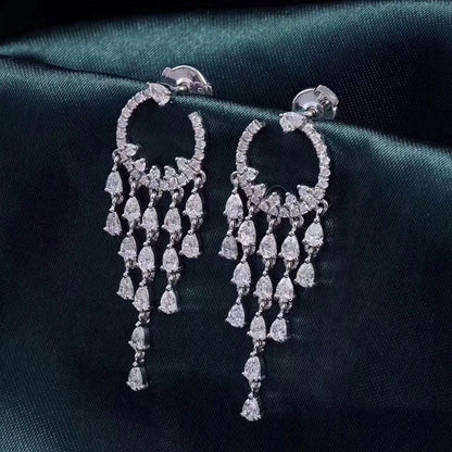 14K Lab Grown Diamond Shaped Tassel Earrings