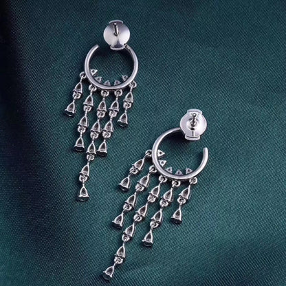 14K Lab Grown Diamond Shaped Tassel Earrings