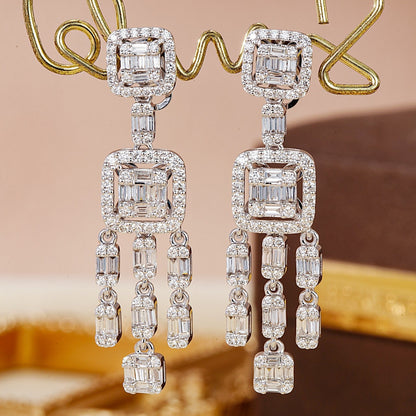 14K Lab Grown Diamond T-shaped Candy Tassel Earrings