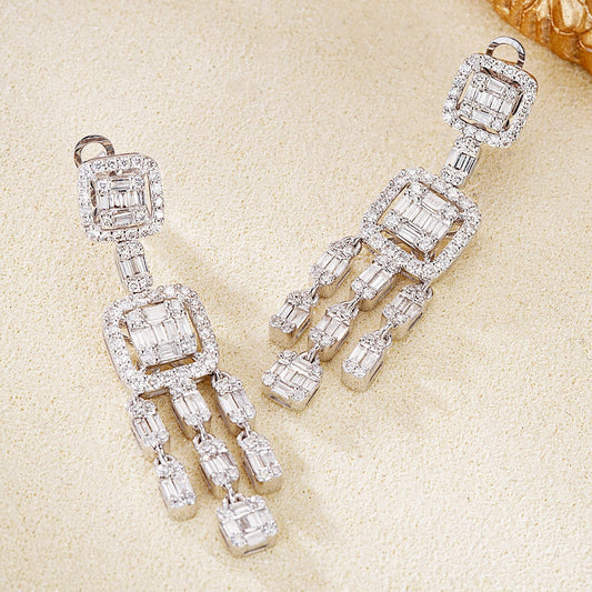 14K Lab Grown Diamond T-shaped Candy Tassel Earrings