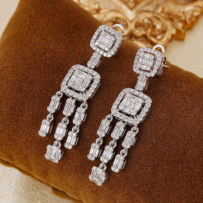 14K Lab Grown Diamond T-shaped Candy Tassel Earrings
