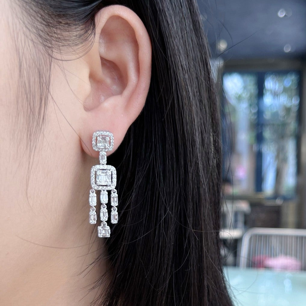 14K Lab Grown Diamond T-shaped Candy Tassel Earrings