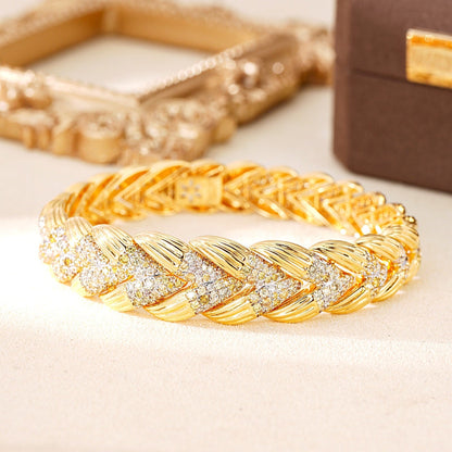 14K Yellow Diamond Colored Braided Bracelet