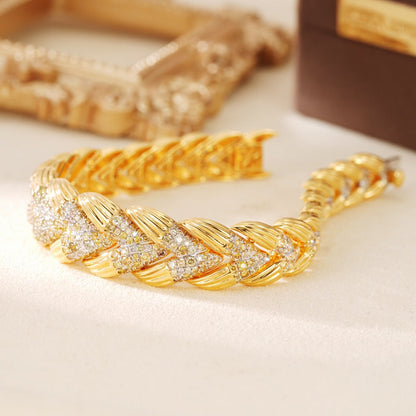 14K Yellow Diamond Colored Braided Bracelet