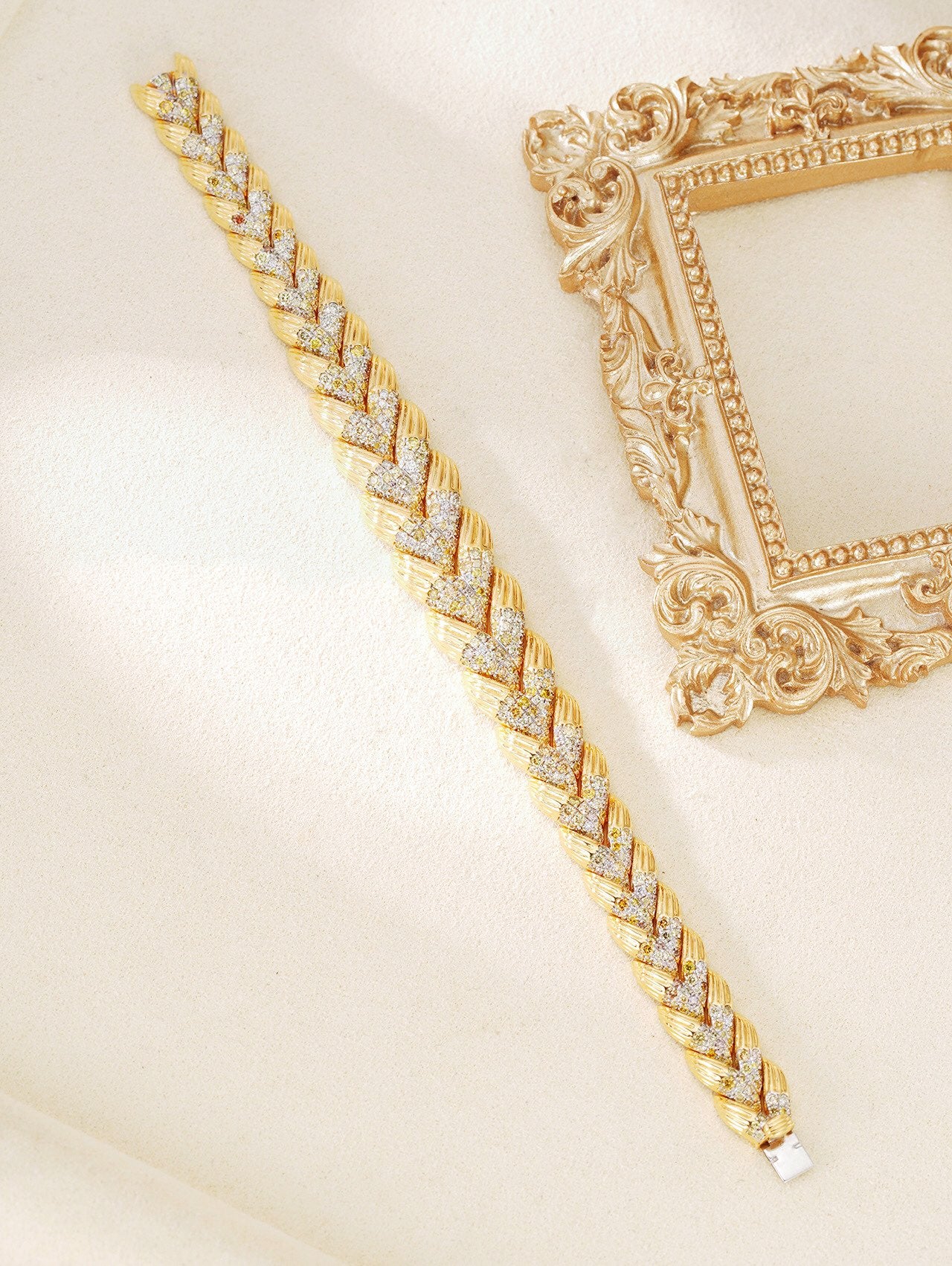 14K Yellow Diamond Colored Braided Bracelet