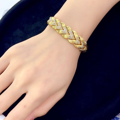 14K Yellow Diamond Colored Braided Bracelet