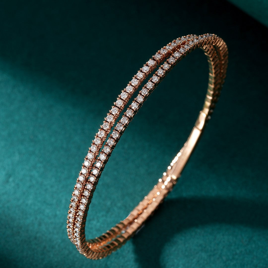 14K Lab Grown Diamond Spring Round Diamond Double Bracelet