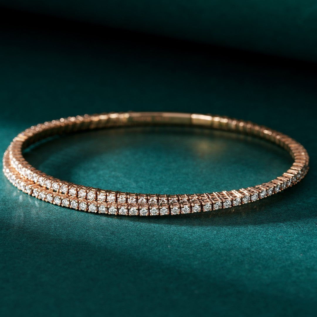 14K Lab Grown Diamond Spring Round Diamond Double Bracelet