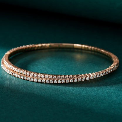 14K Lab Grown Diamond Spring Round Diamond Double Bracelet