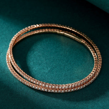 14K Lab Grown Diamond Spring Round Diamond Double Bracelet