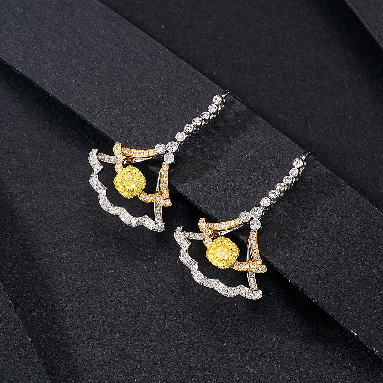 Lab Grown Diamond Yellow Diamond Skirt Earrings