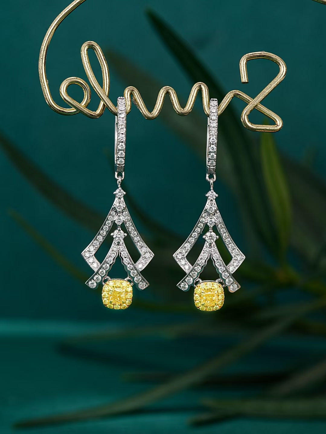 14K Lab Grown Diamond Inverted Double V Earrings
