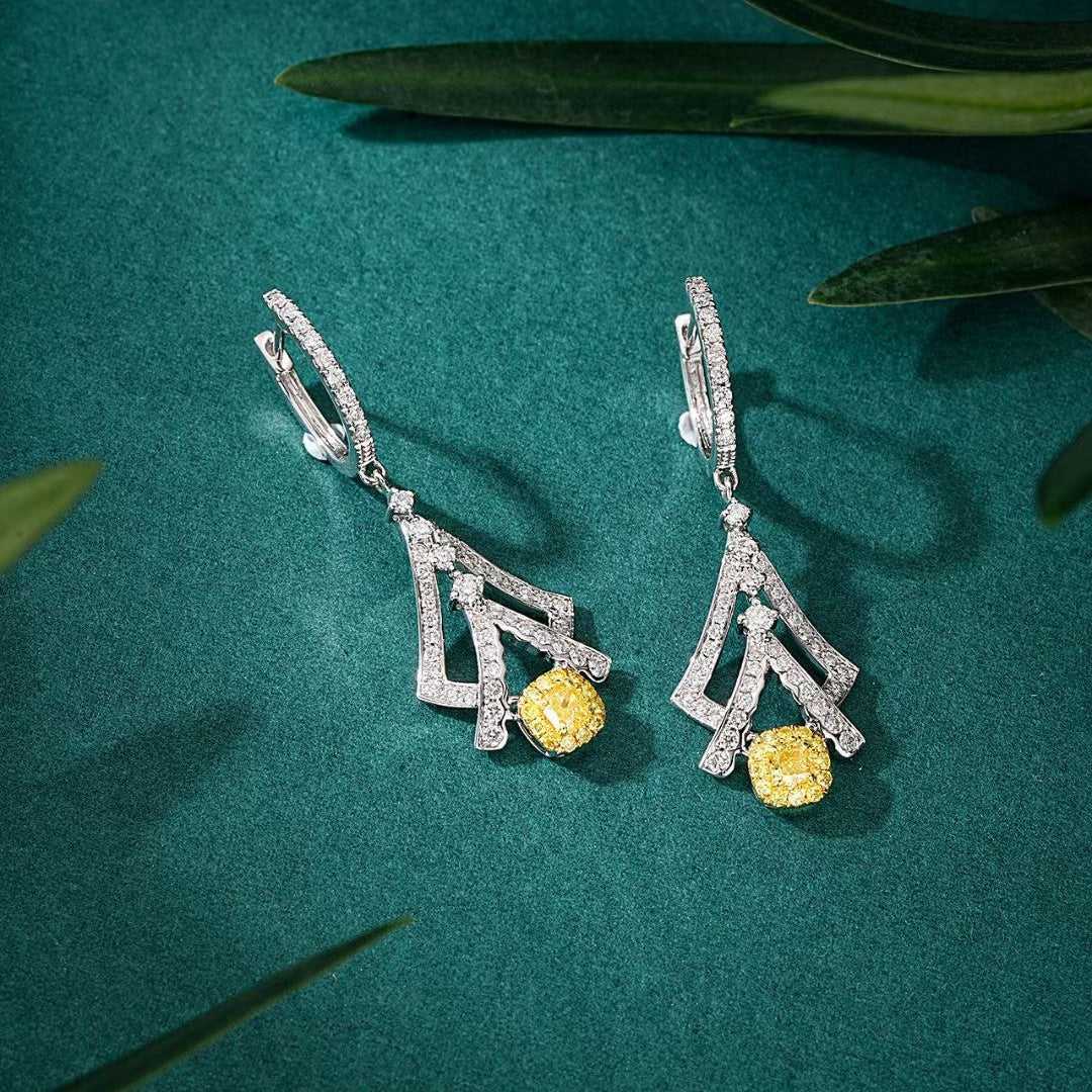 14K Lab Grown Diamond Inverted Double V Earrings