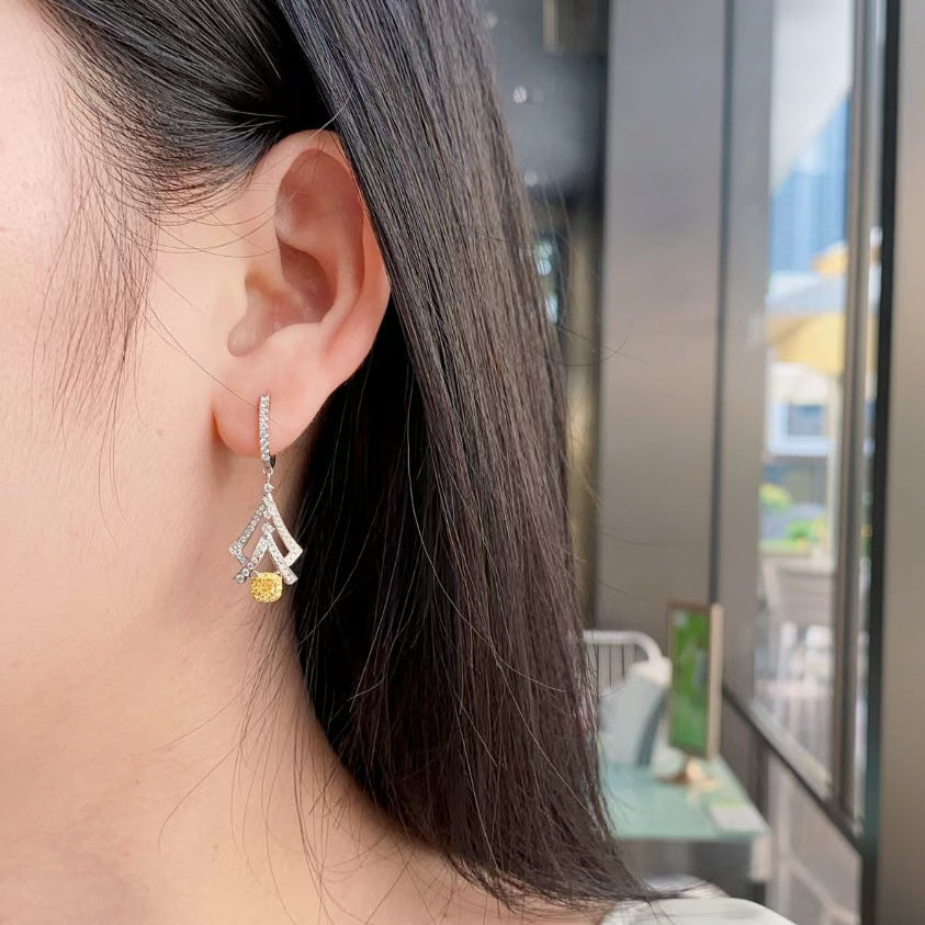 14K Lab Grown Diamond Inverted Double V Earrings