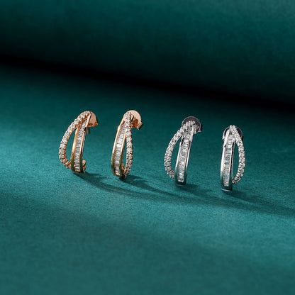 14K Round T-shaped Earrings