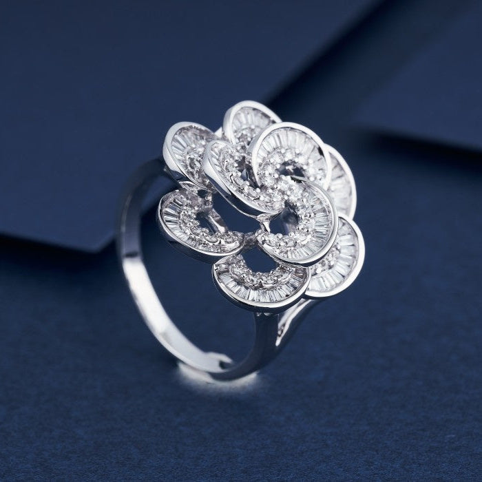14K Double Layered T-flower Ring
