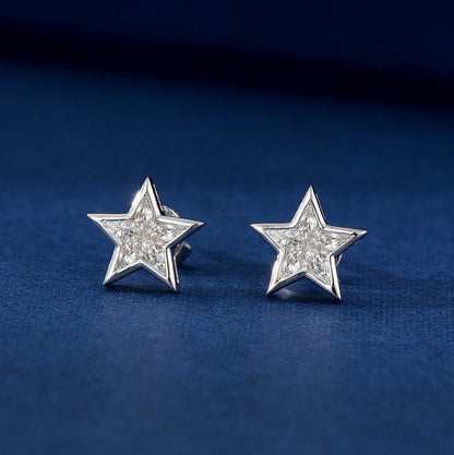 14K Lab Grown Diamond Pentagram Earrings