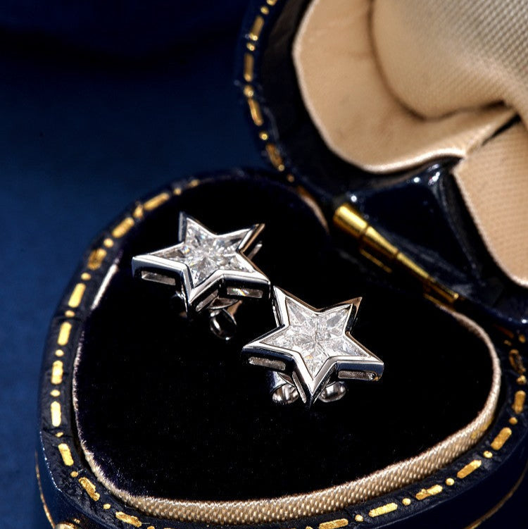 14K Lab Grown Diamond Pentagram Earrings