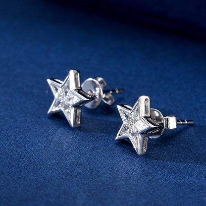 14K Lab Grown Diamond Pentagram Earrings