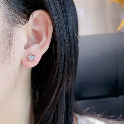 14K Lab Grown Diamond Pentagram Earrings