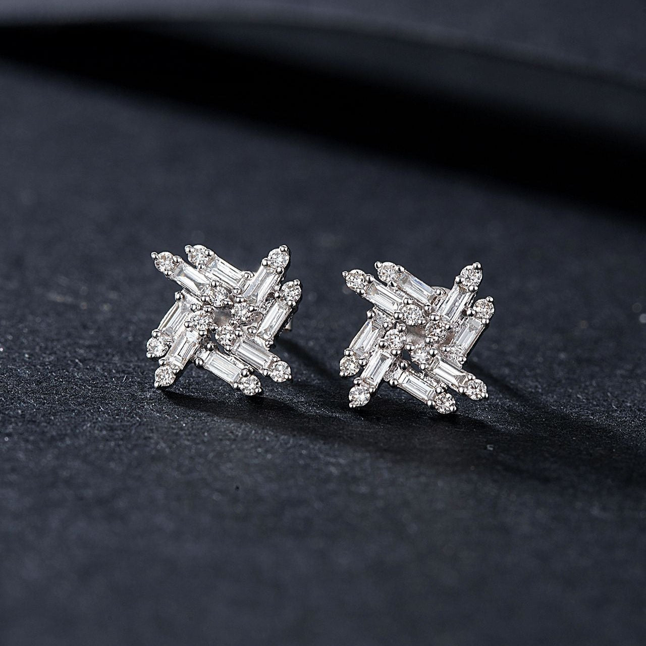 14K Lab Grown Diamond Ladder Square Windmill Earrings