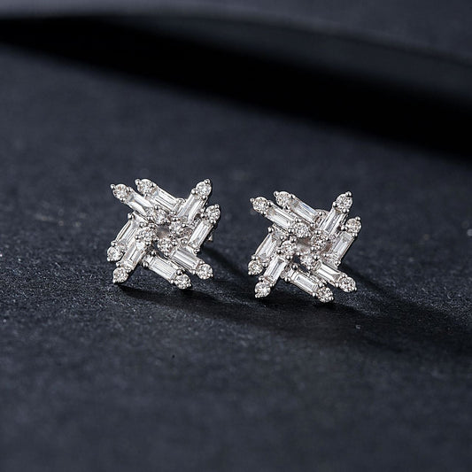 14K Lab Grown Diamond Ladder Square Windmill Earrings