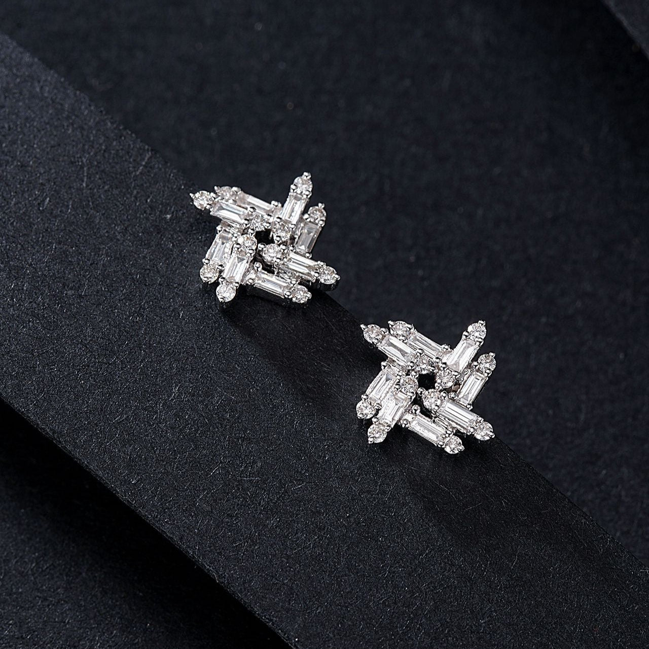 14K Lab Grown Diamond Ladder Square Windmill Earrings