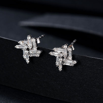 14K Lab Grown Diamond Ladder Square Windmill Earrings