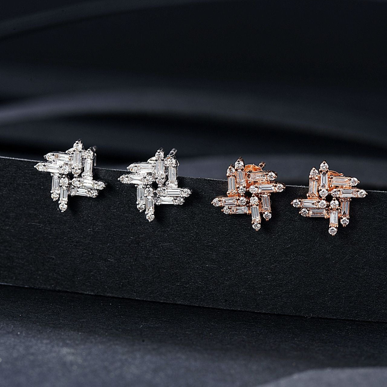 14K Lab Grown Diamond Ladder Square Windmill Earrings