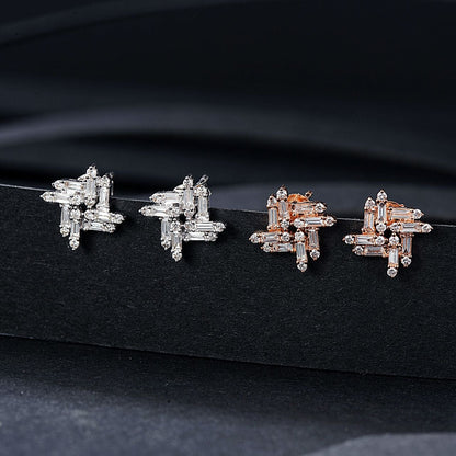 14K Lab Grown Diamond Ladder Square Windmill Earrings