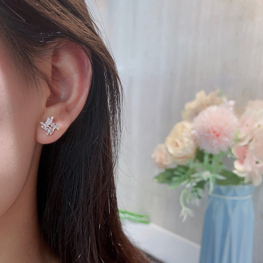 14K Lab Grown Diamond Ladder Square Windmill Earrings